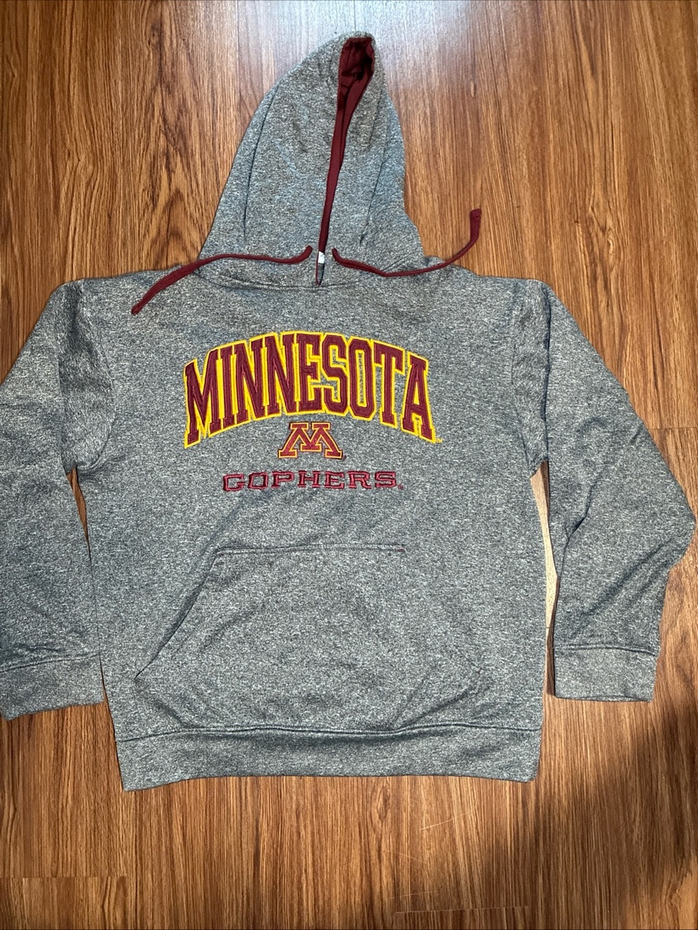 Majestic Minnesota Gophers Gray Hoodie with Maroon and Gold Logo
